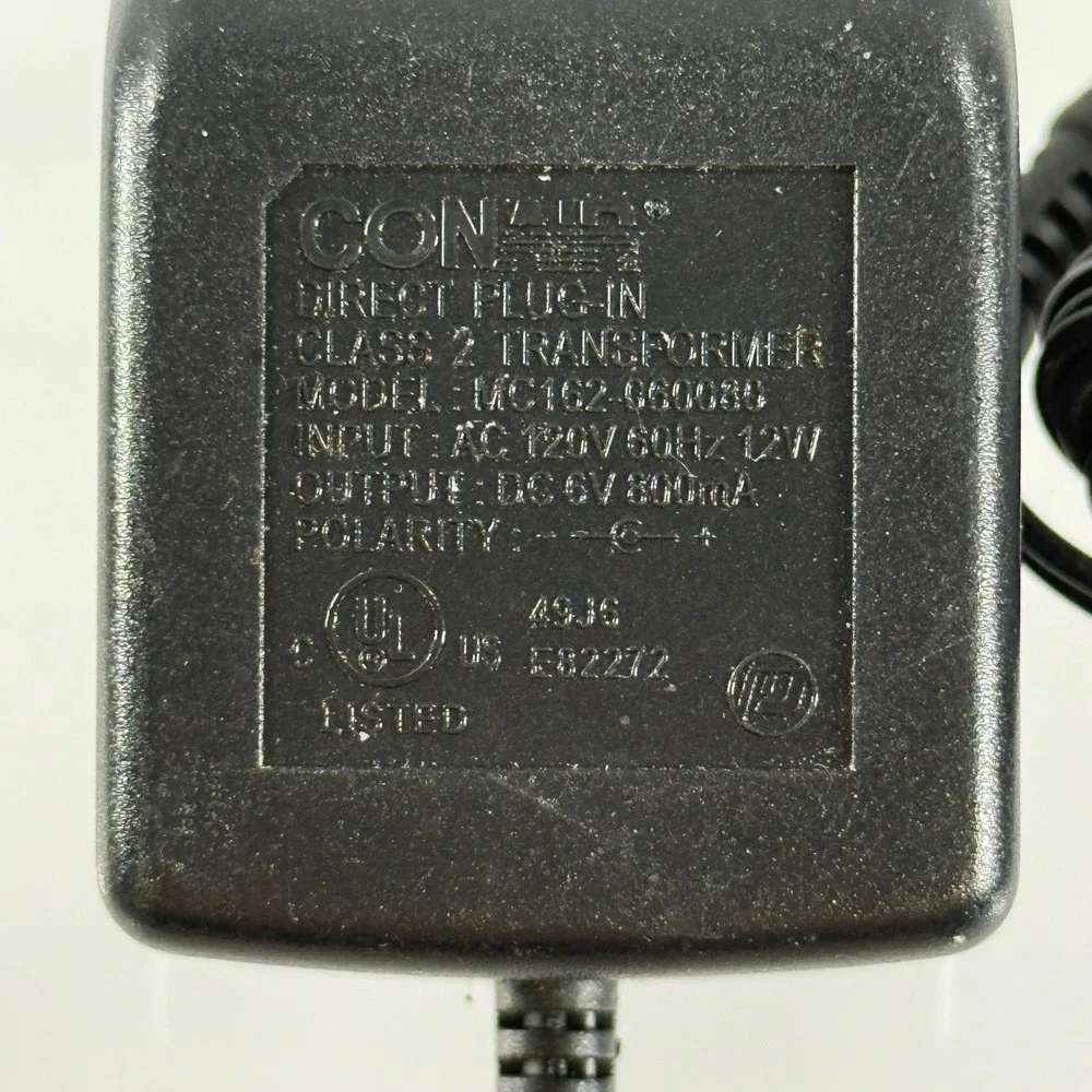 Conair AC Adapter Power Supply Cord 6V 800mA MC162-060080 Black Charger Utility